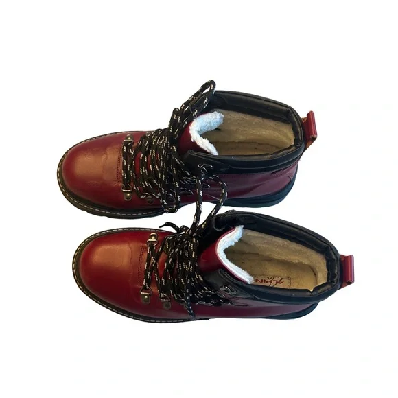 Alpinetek Women's Red Leather Lined Ankle Winter/ Hiking Boots.   Size 10 - Picture 2 of 5